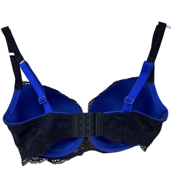 Le Mystere Isabella All Over Lace Bra Cobalt Blue Black Style 2535 Size 32E - Picture 9 of 12